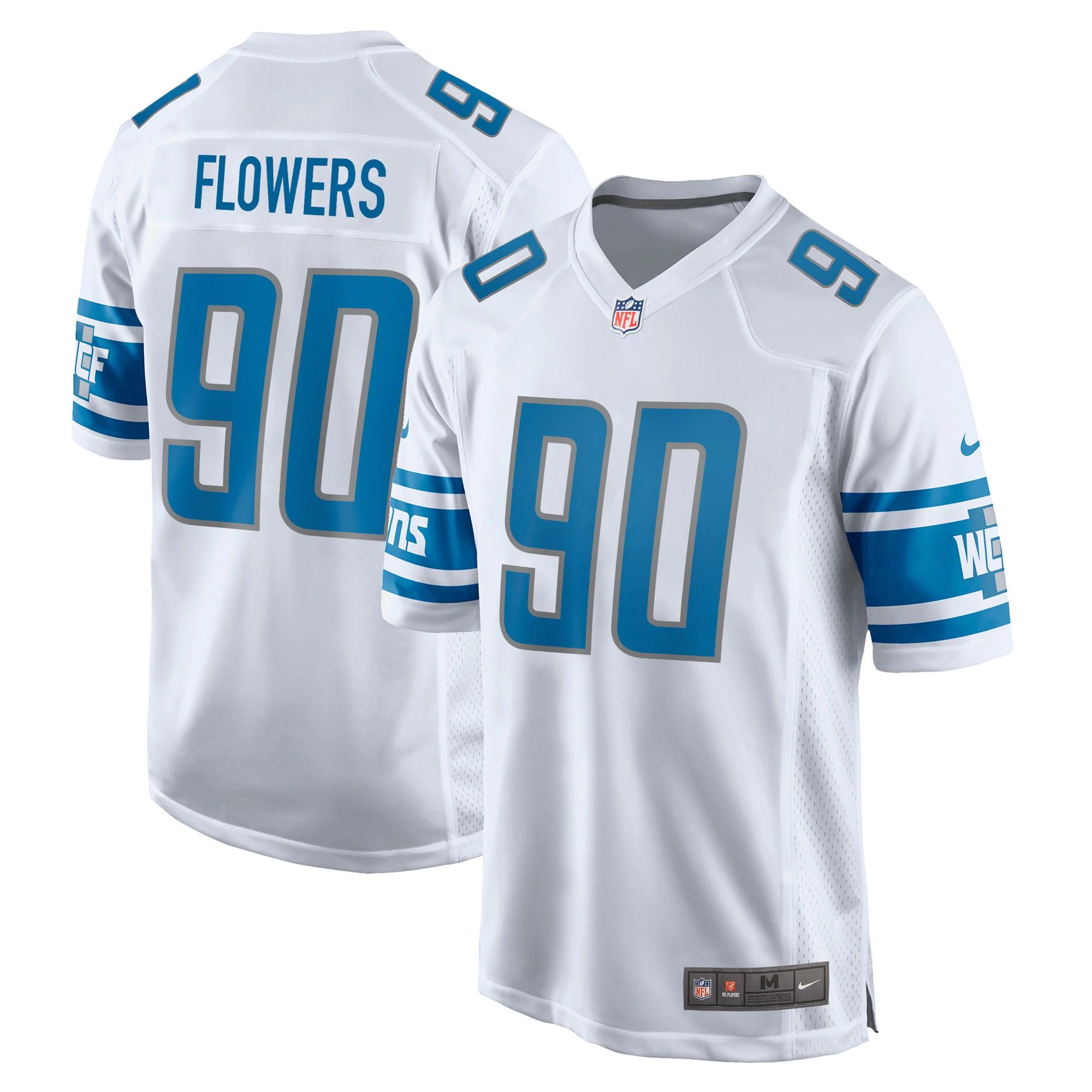 Men Detroit Lions 90 Trey Flowers Nike White Game Player NFL Jersey